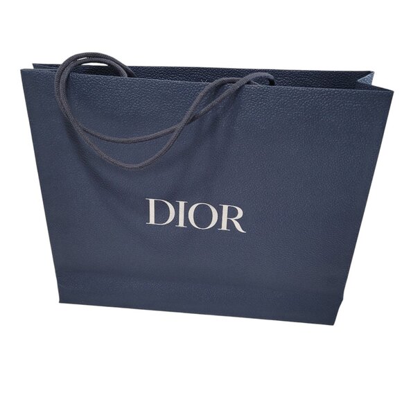 Dior Blue Textured Gift Bag Empty Logo Spell Out Bug Reusable Decorative Craft - Picture 15 of 15